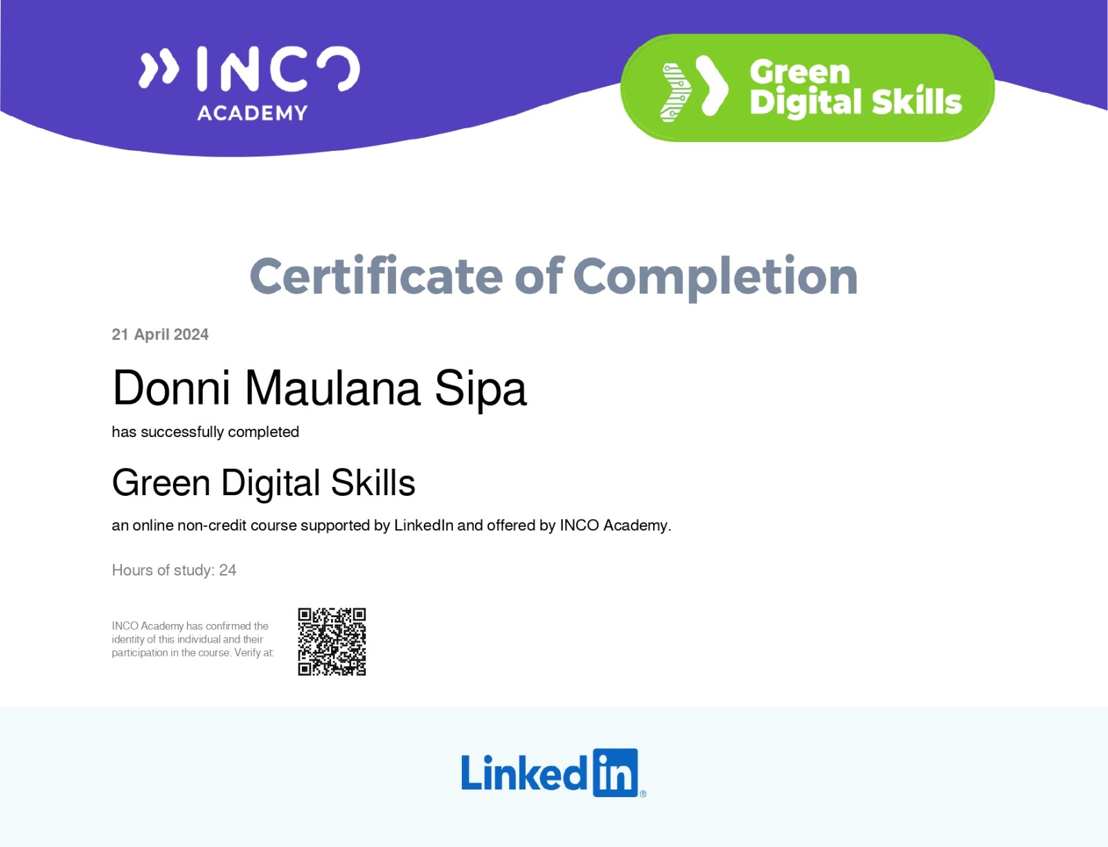 Inco Academy — Green Digital Skills (Apr 2024) – Eco‑friendly tech competency training